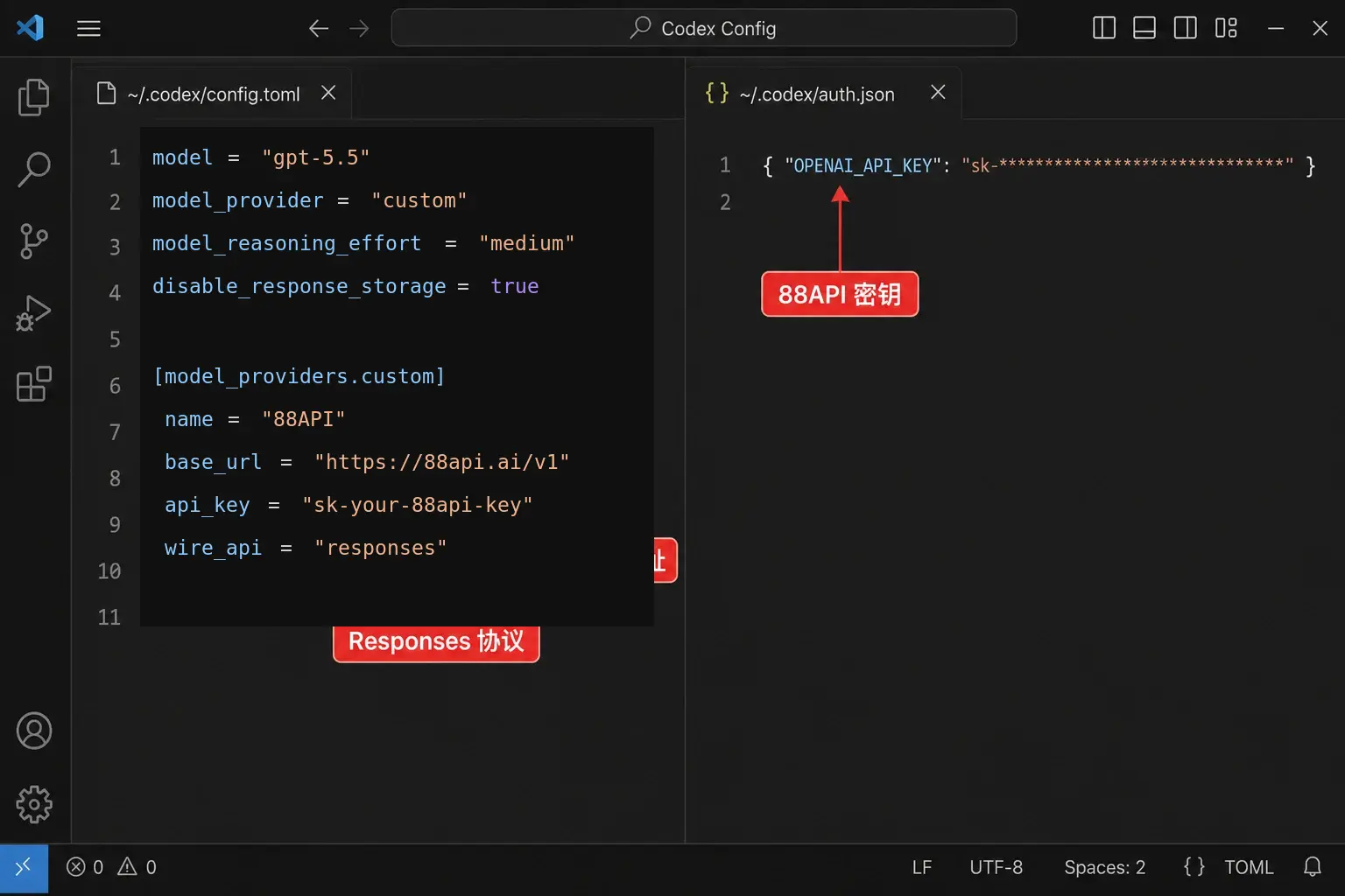 Codex client configuration file example